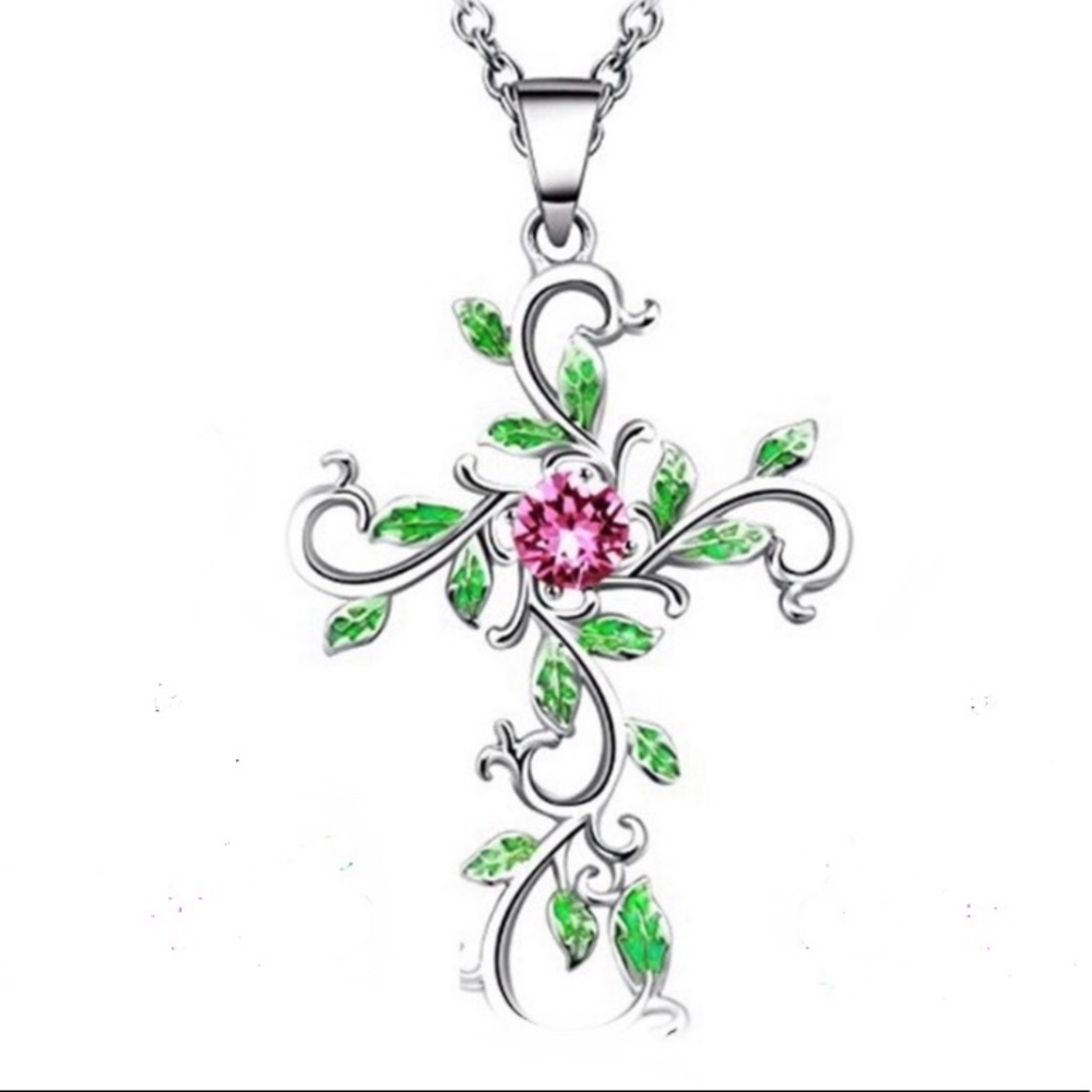 Fashion Cross Gem Necklace - Picture 4 of 7